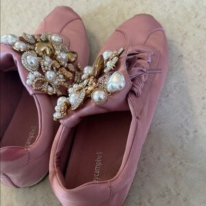 Jeffrey Campbell Pink Sneakers with Pearl and Gold Embellishments